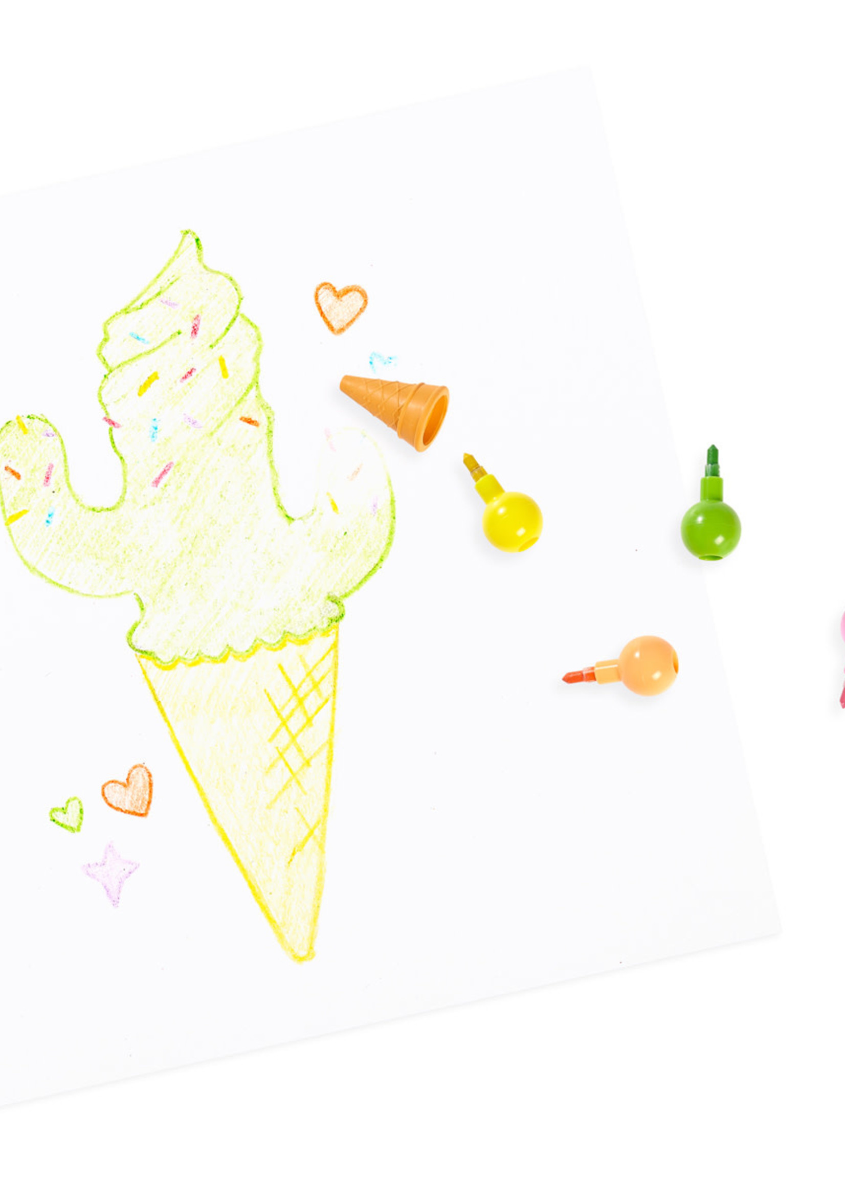 OOLY Rainbow Scoops Stacking Erasable Crayons + Scented Eraser