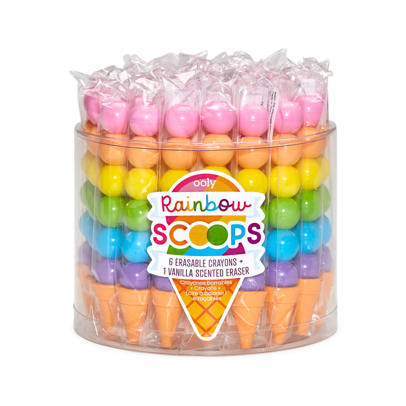 OOLY Rainbow Scoops Stacking Erasable Crayons + Scented Eraser