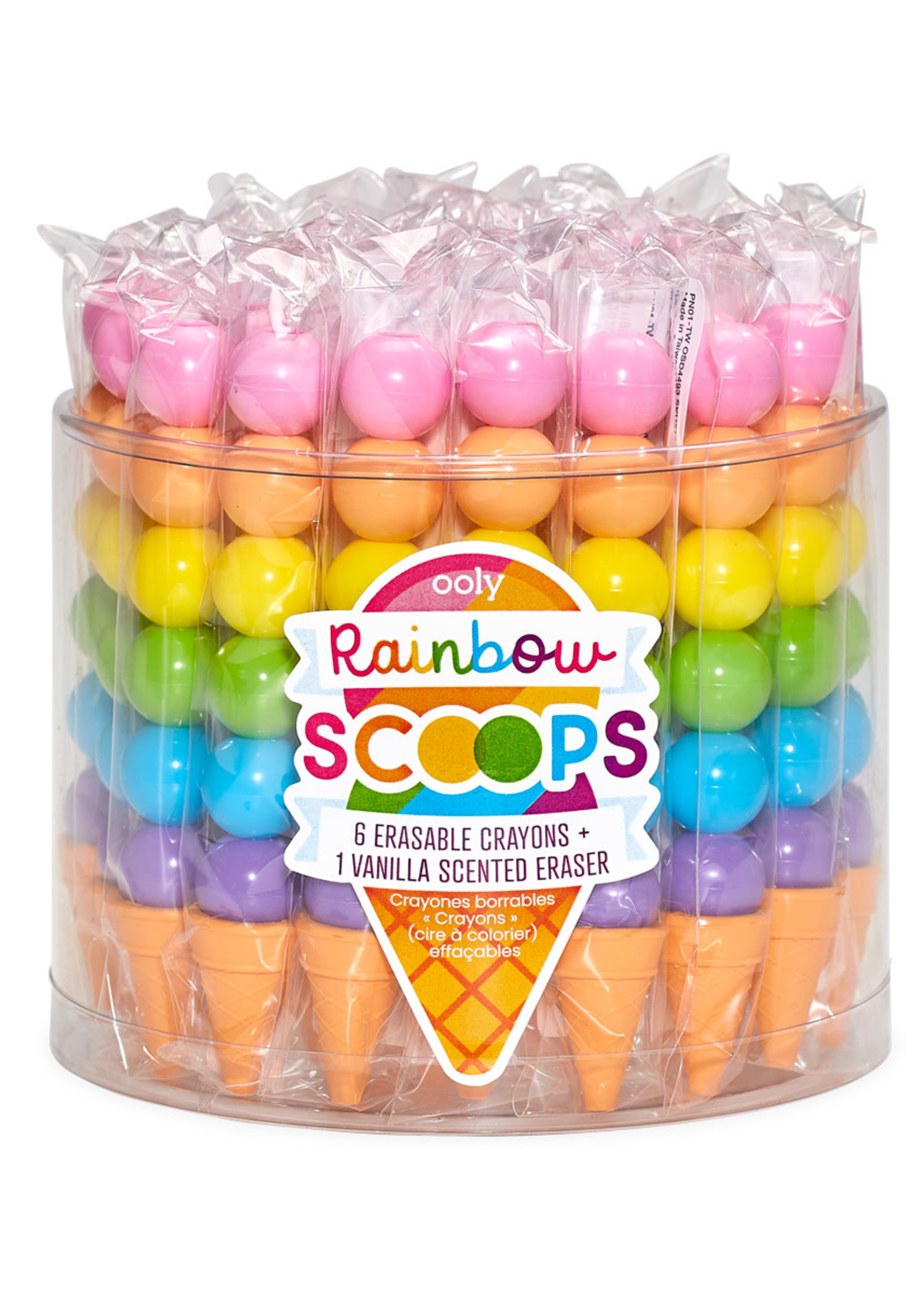 OOLY Rainbow Scoops Stacking Erasable Crayons + Scented Eraser