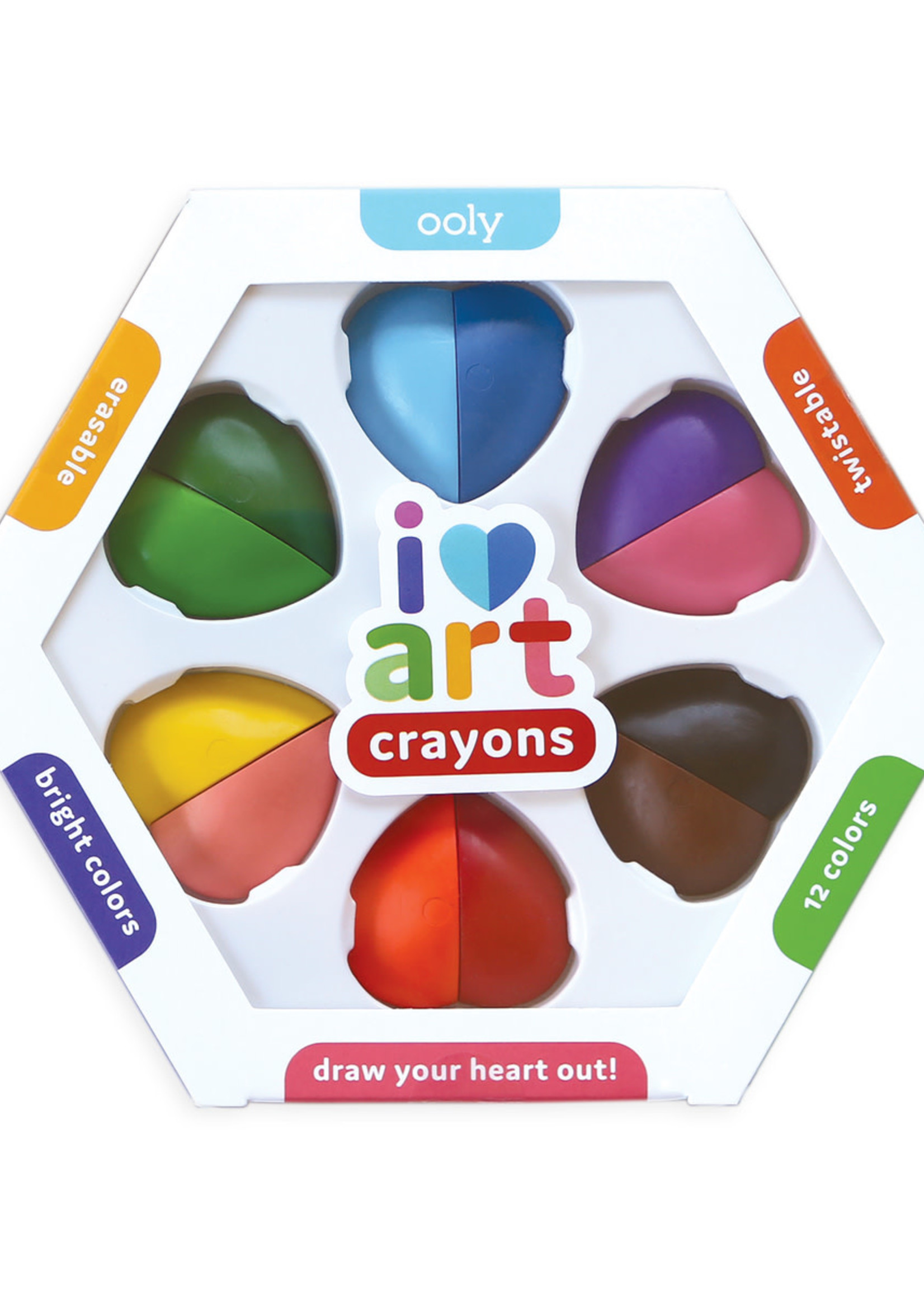 OOLY I Heart Art Erasable Crayons - Set of 6/12 Colors