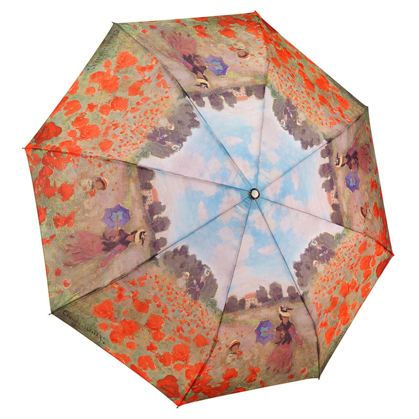 Poppy Field Folding Umbrella-Single Cover Reverse Close
