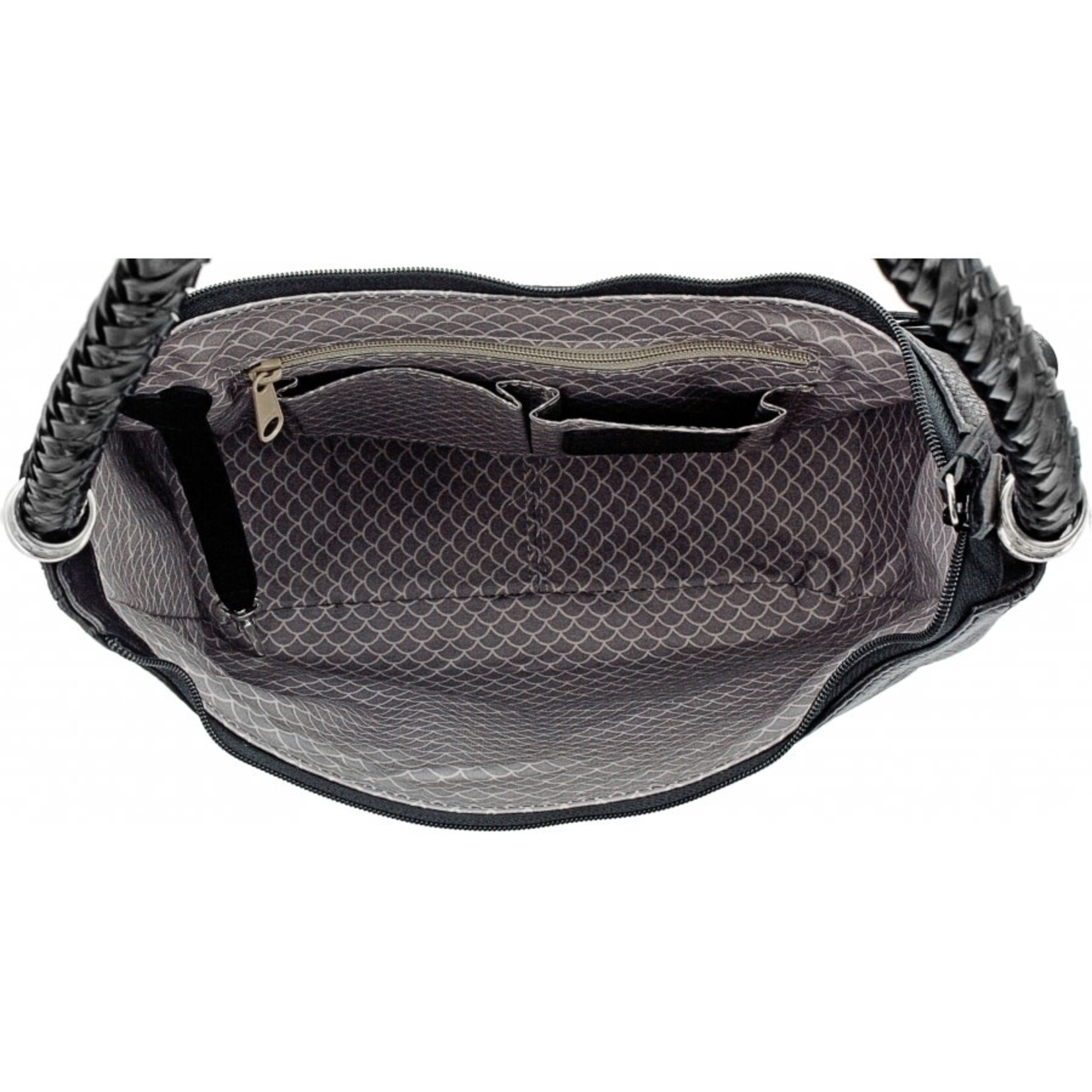 Brighton Barbados Ziptop Hobo: Black