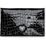 Brighton Bellissimo Heart Folio Wallet: Black Patent Croco