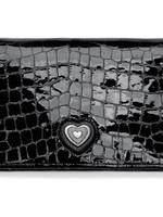 Brighton Bellissimo Heart Folio Wallet: Black Patent Croco