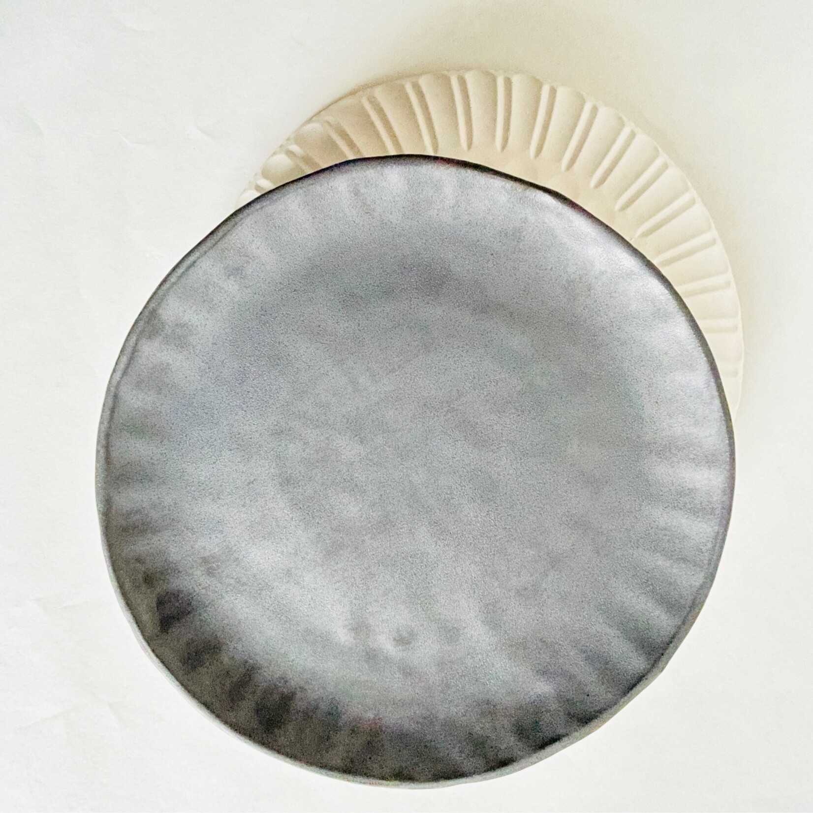 Beiko Ceramics Faceted Plate - Medium: Gun Metal