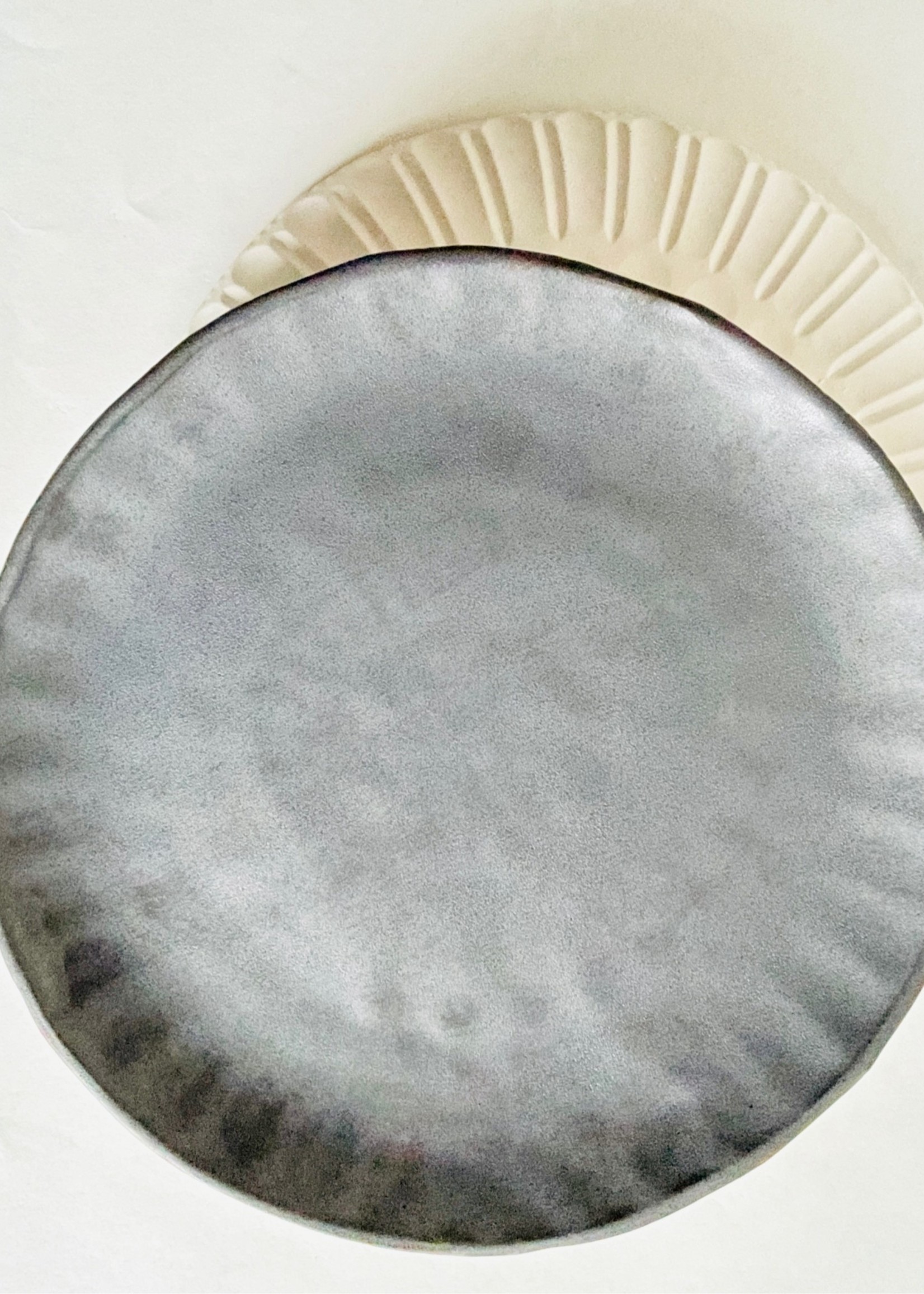 Beiko Ceramics Faceted Plate - Medium: Gun Metal