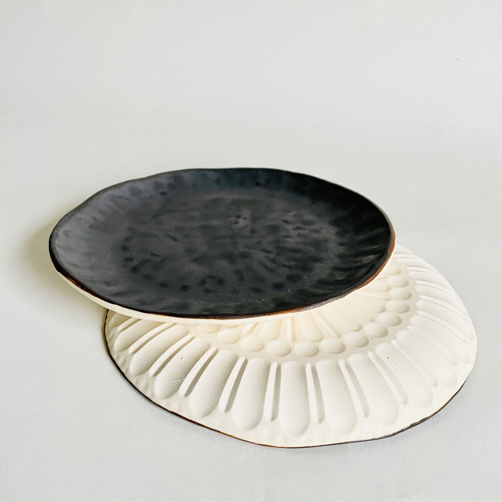 Beiko Ceramics Faceted Plate - Small: Gun Metal