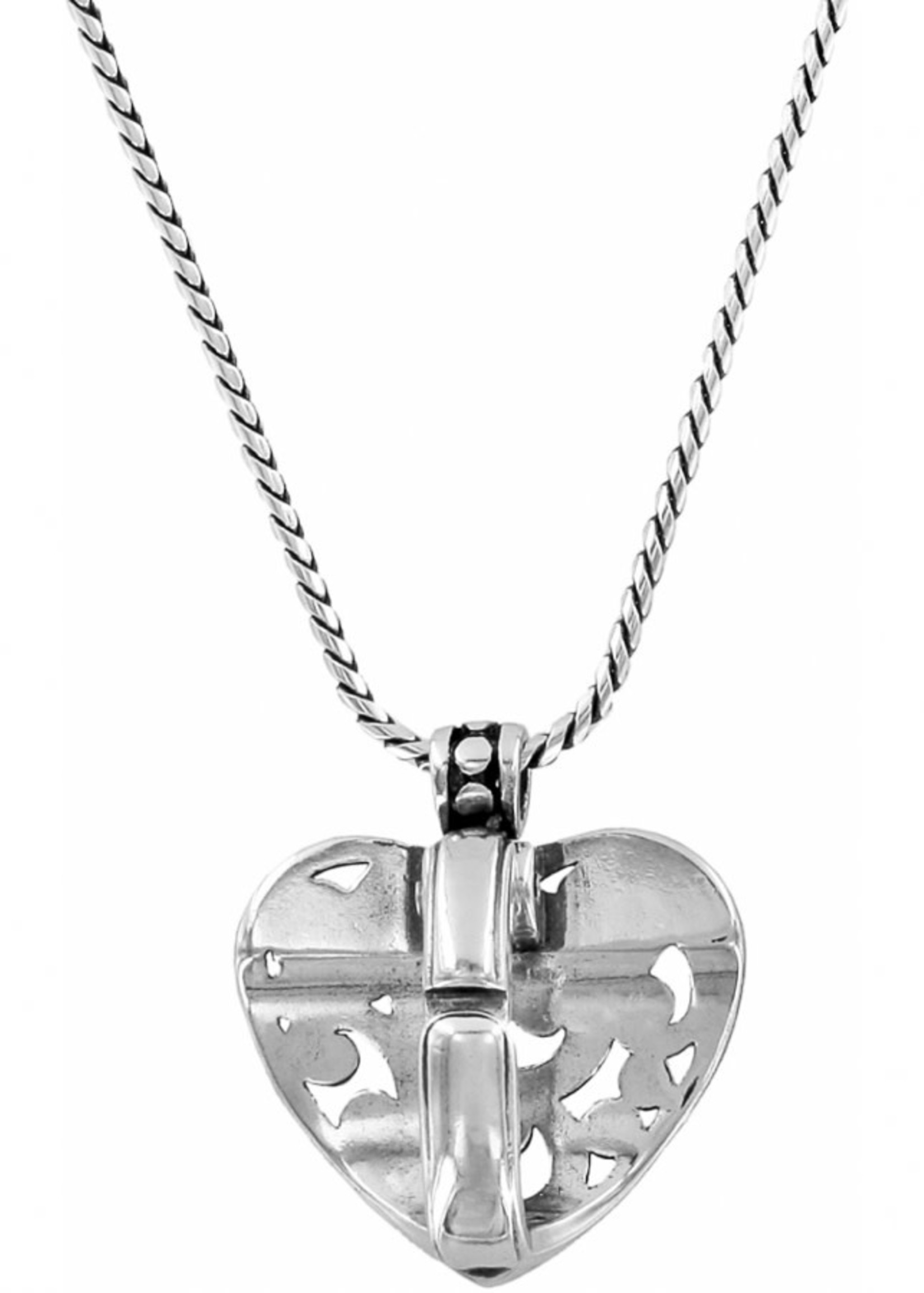 Brighton Contempo Heart Badge Clip Necklace: Silver