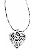 Brighton Contempo Heart Badge Clip Necklace: Silver