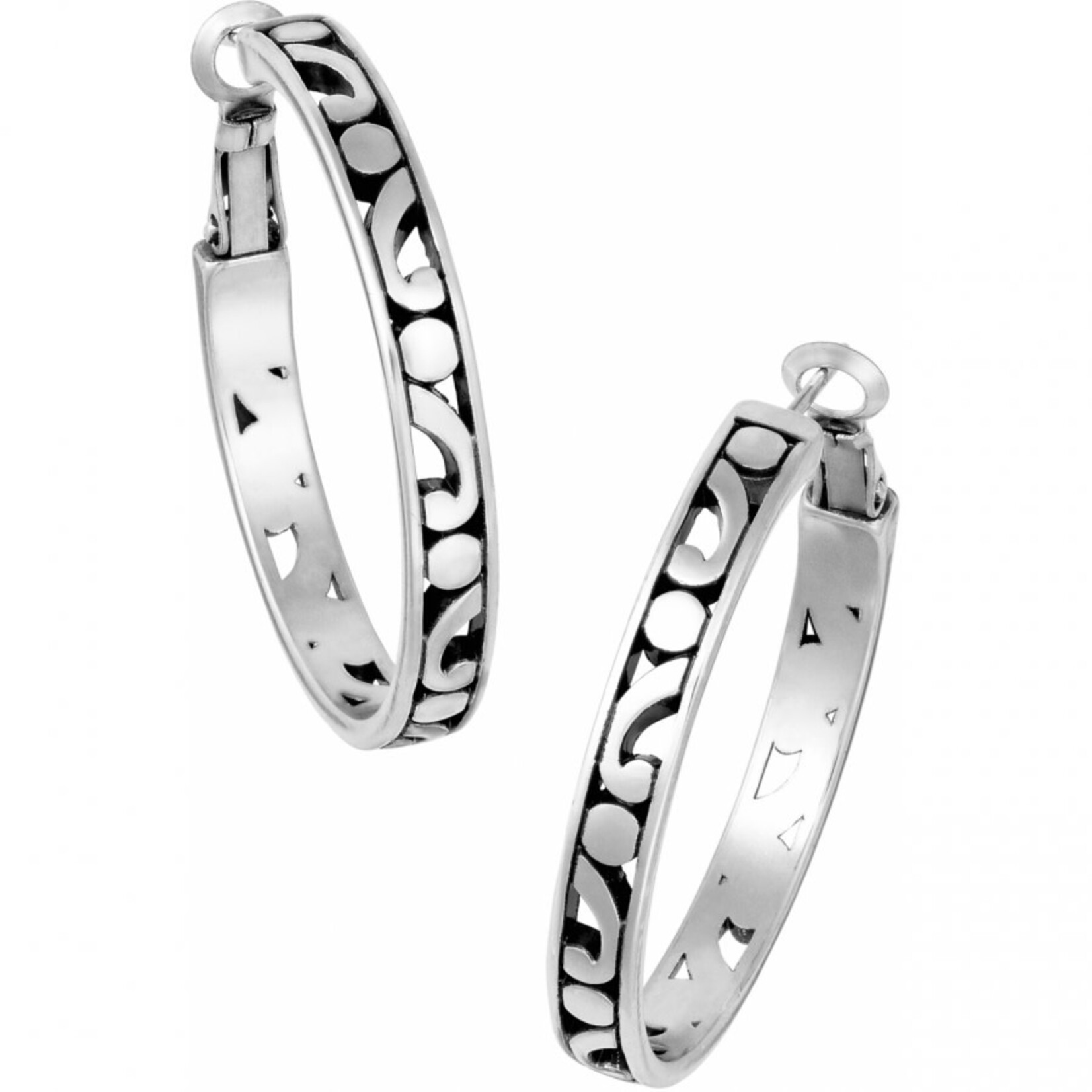 Brighton Contempo Medium Hoop Earrings: Silver