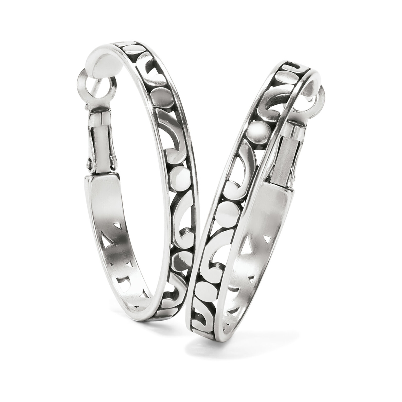Brighton Contempo Medium Hoop Earrings: Silver