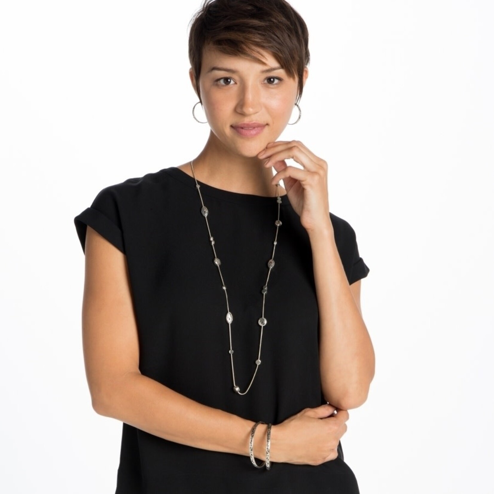 Brighton Contempo Medium Hoop Earrings: Silver