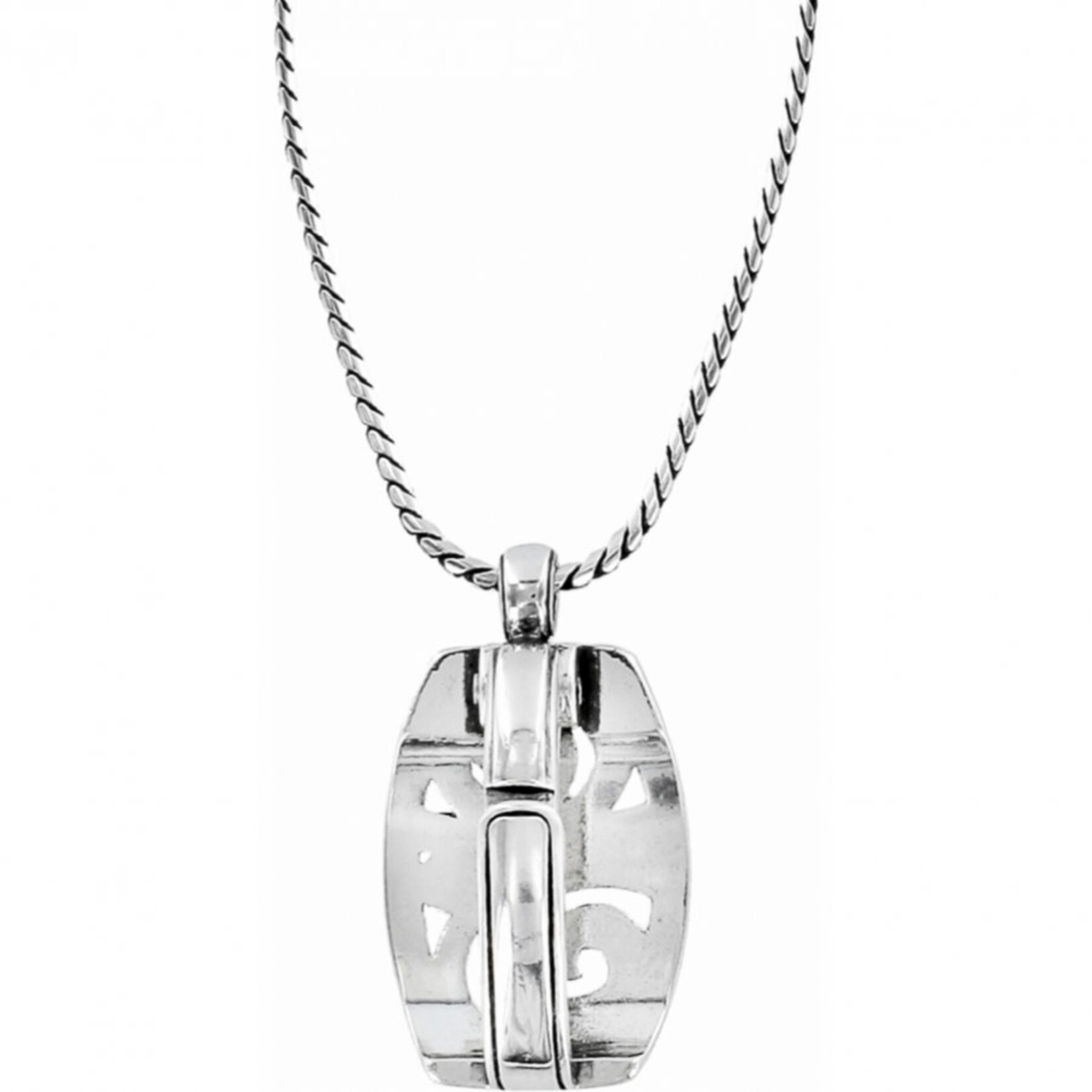 Brighton London Groove Badge Clip Necklace: Silver