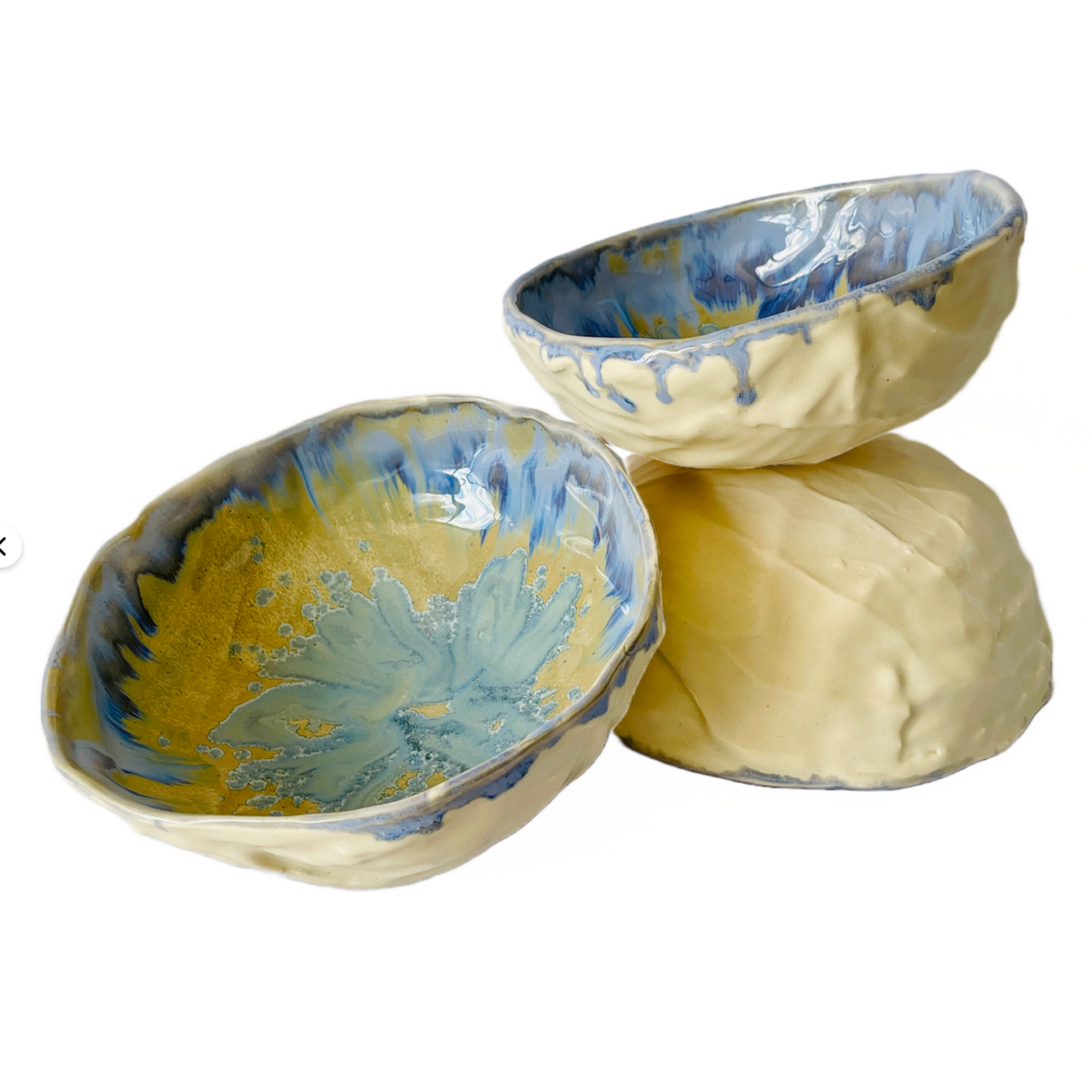 Beiko Ceramics Cabbage Bowl: Coconut/ Blue Nebula