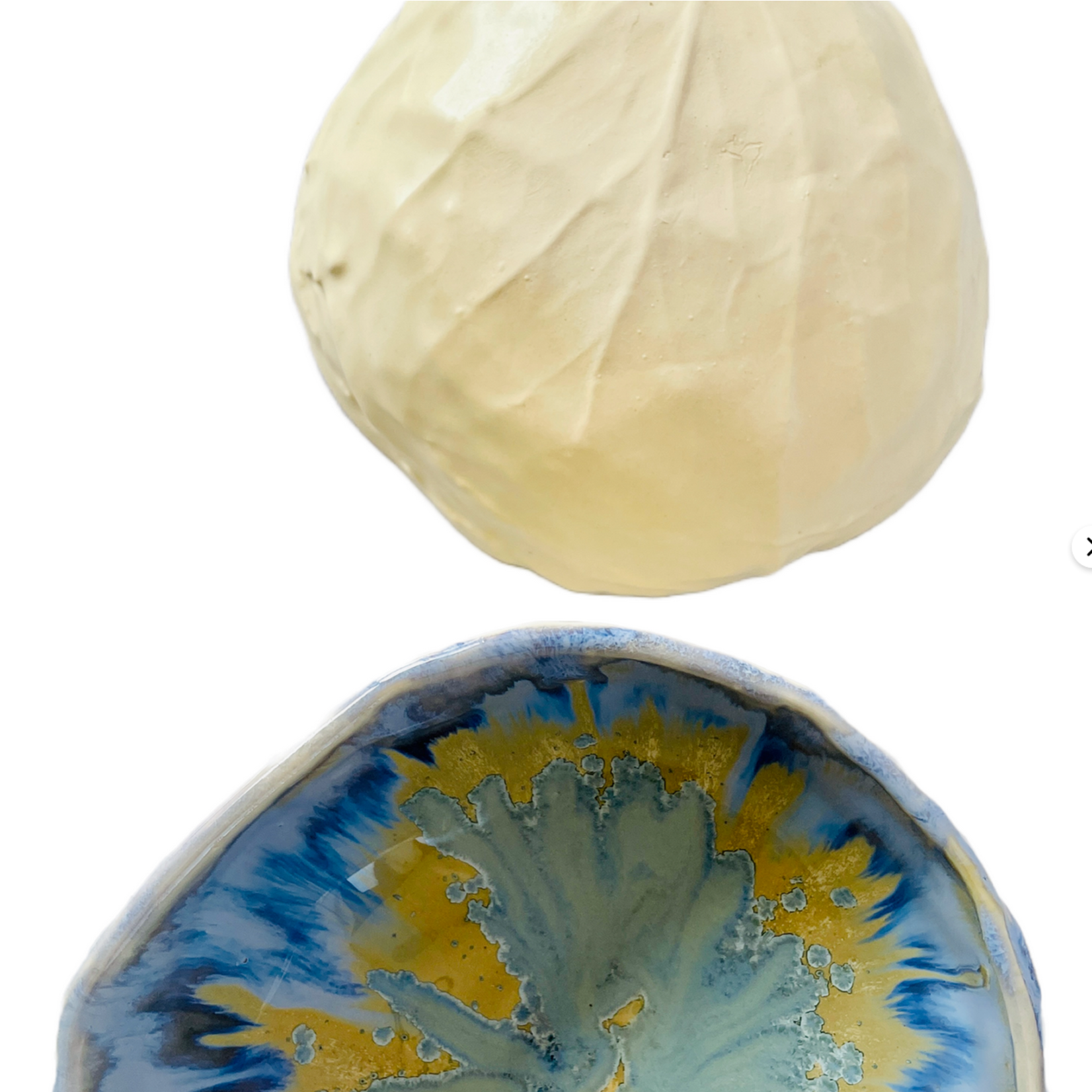 Beiko Ceramics Cabbage Bowl: Coconut/ Blue Nebula