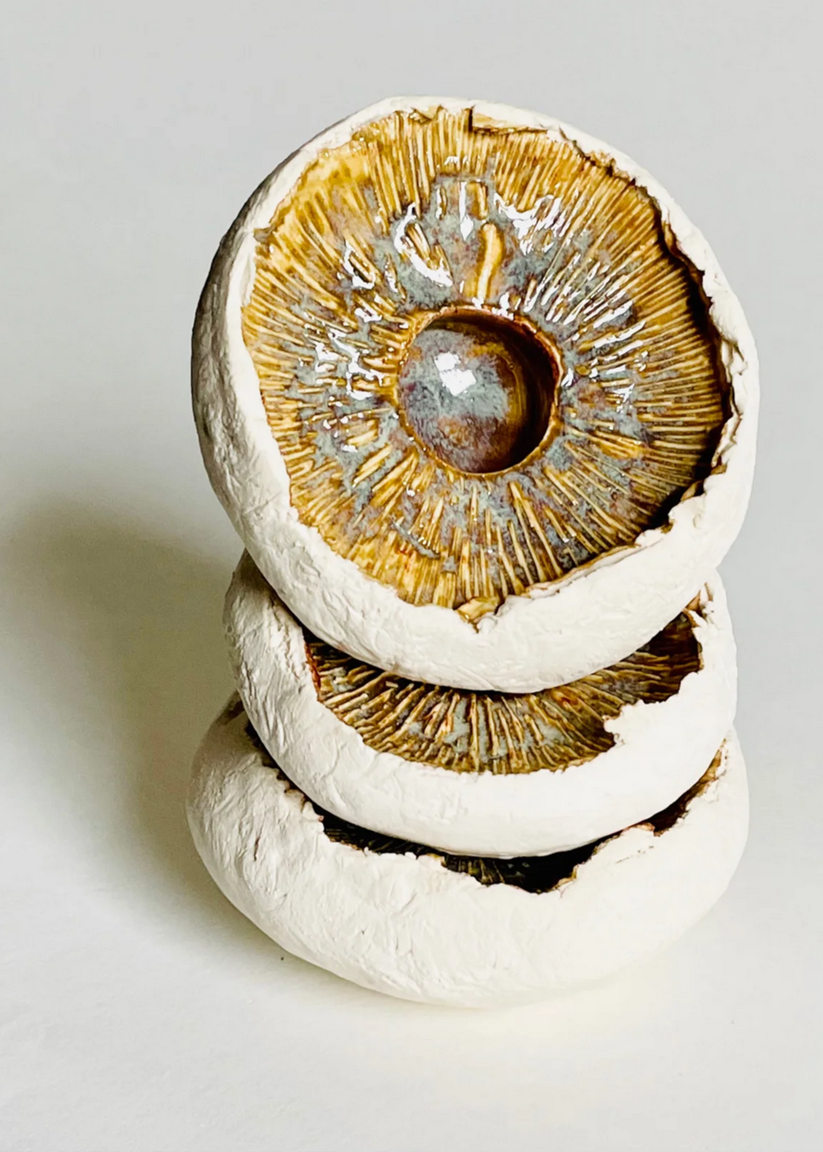 Beiko Ceramics Mushroom Cap Candlestick: Cream Rust