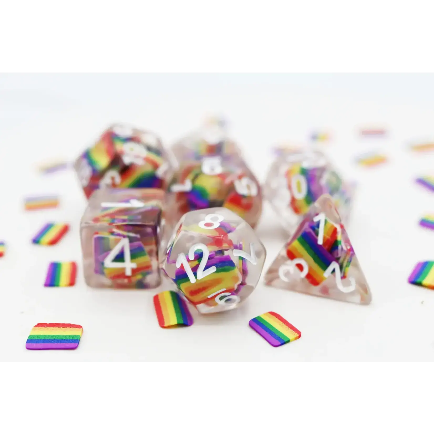 Foam Brain Rainbow Flag RPG Dice Set
