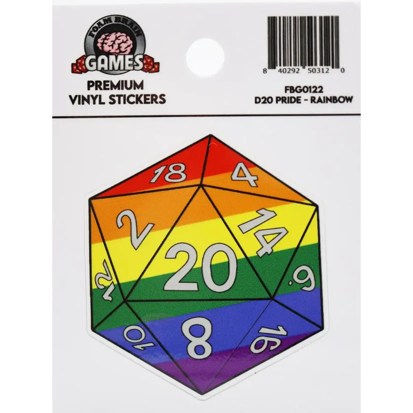 Foam Brain D20 Sticker - Rainbow Pride