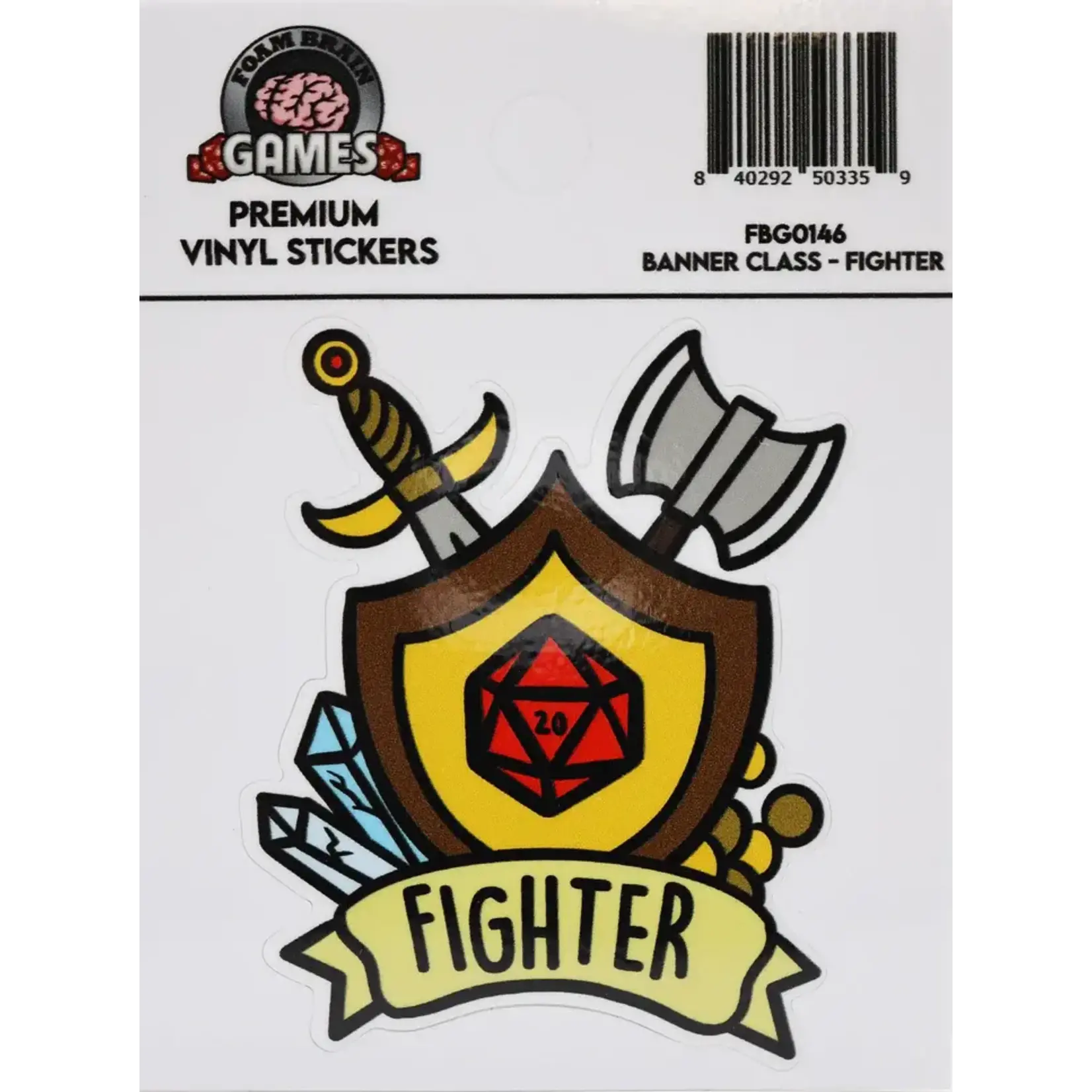 Foam Brain Games Banner Class Sticker: Fighter