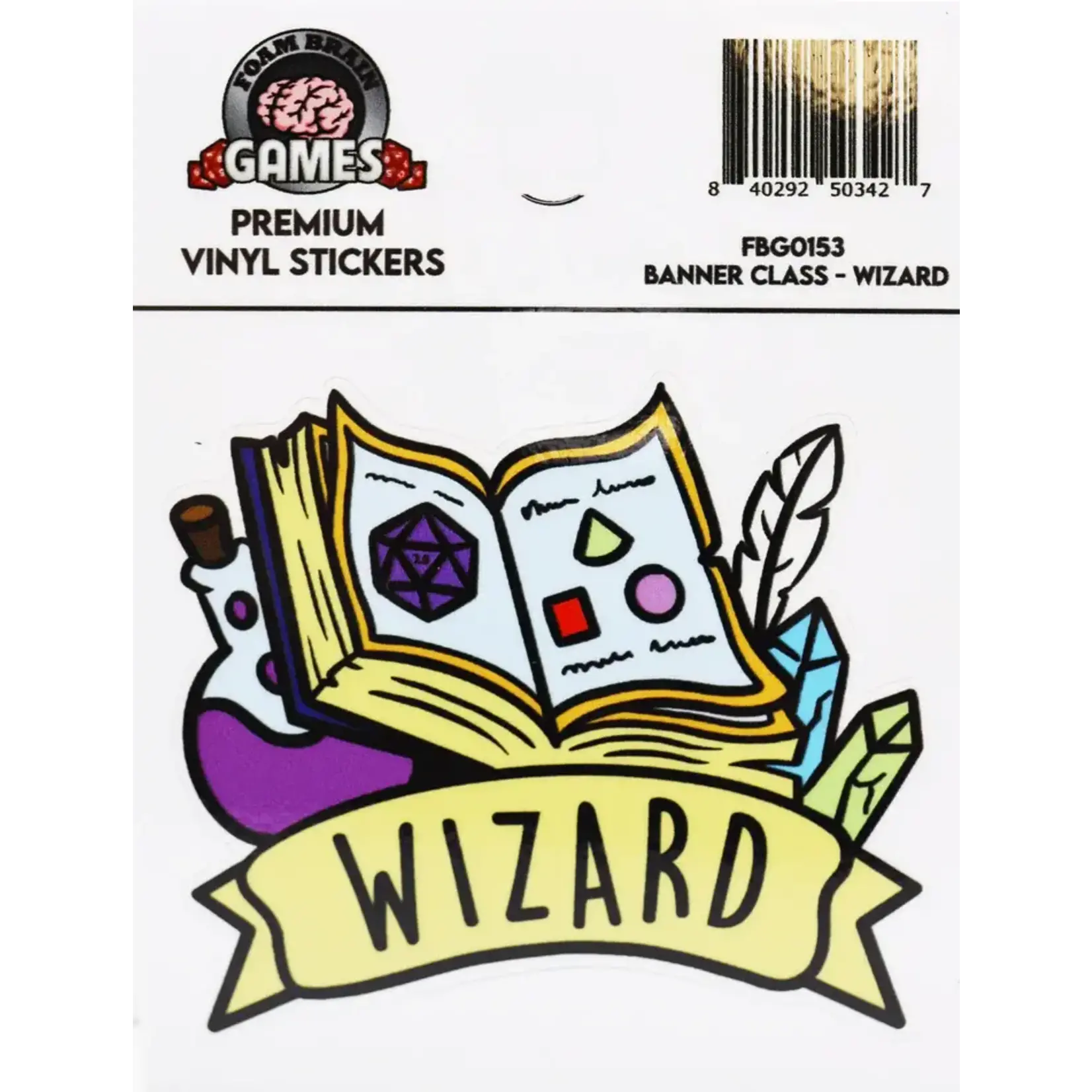 Foam Brain Banner Class Sticker: Wizard