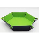 Foam Brain Leatherette & Velvet Hex Dice Tray (Navy with Lime)