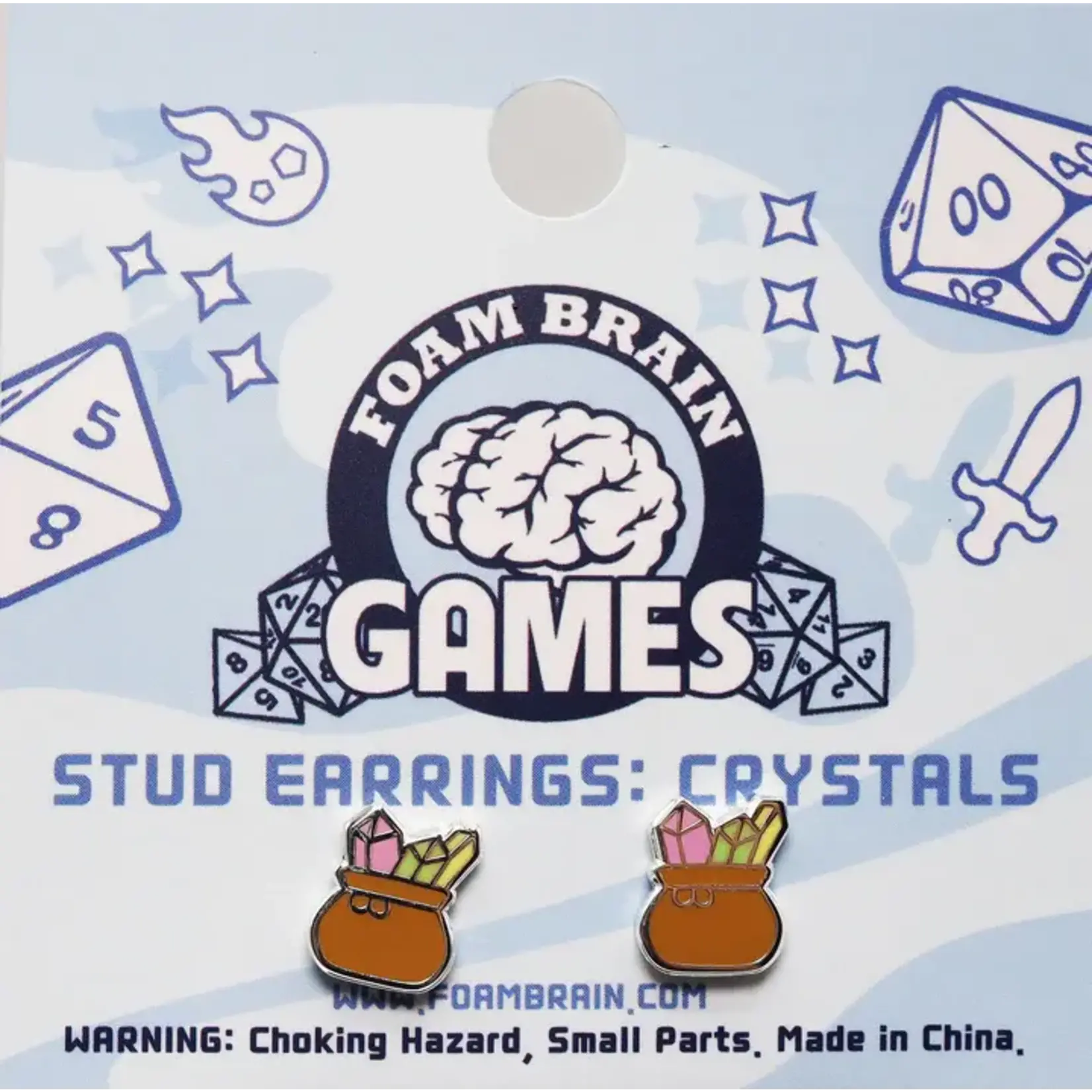 Foam Brain Stud Earrings: Crystals