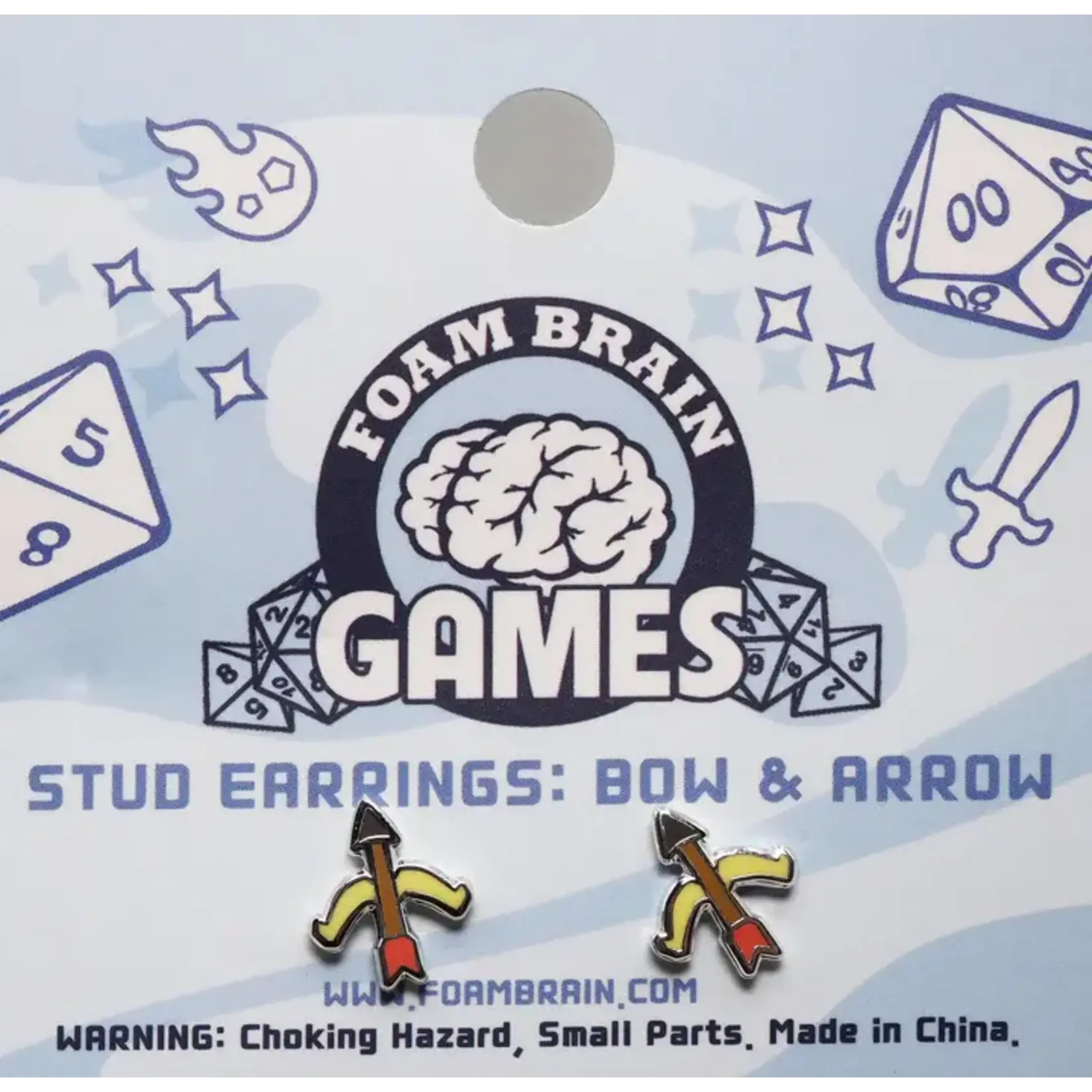Foam Brain Games Stud Earrings: Bow & Arrow