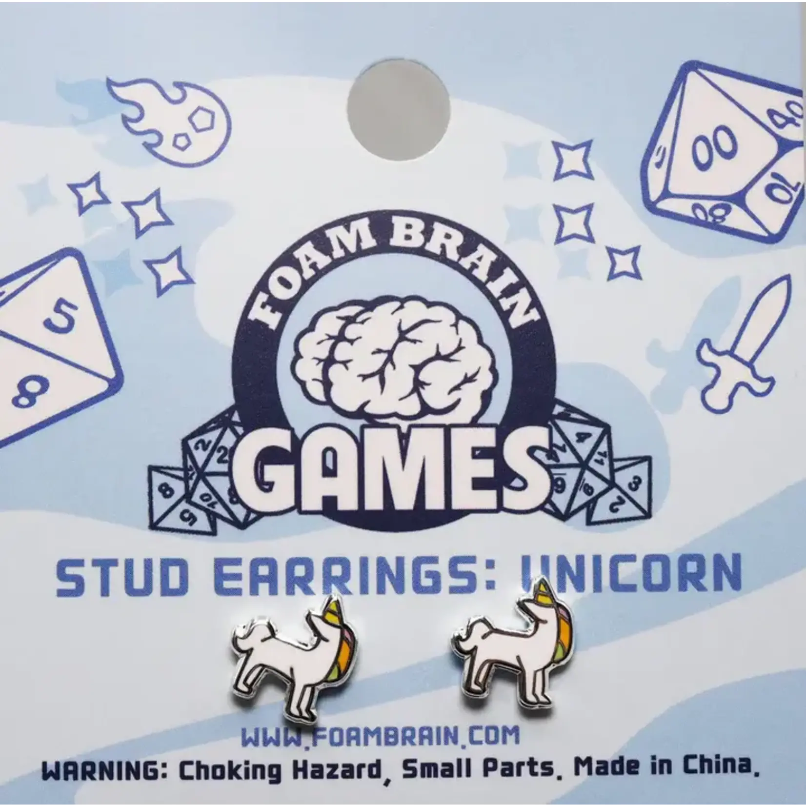 Foam Brain Stud Earrings: Unicorn