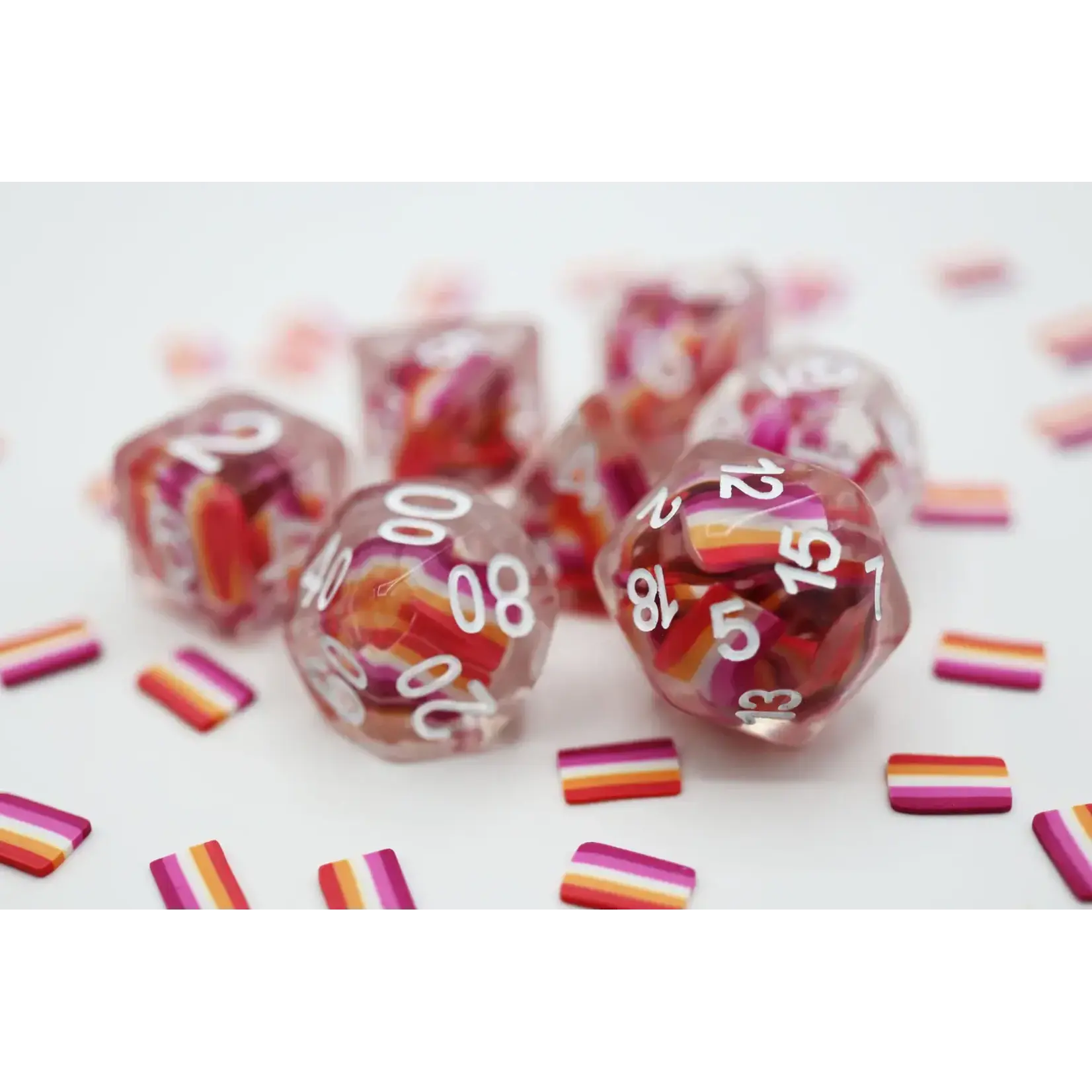 Foam Brain Games Lesbian Flag RPG Dice Set