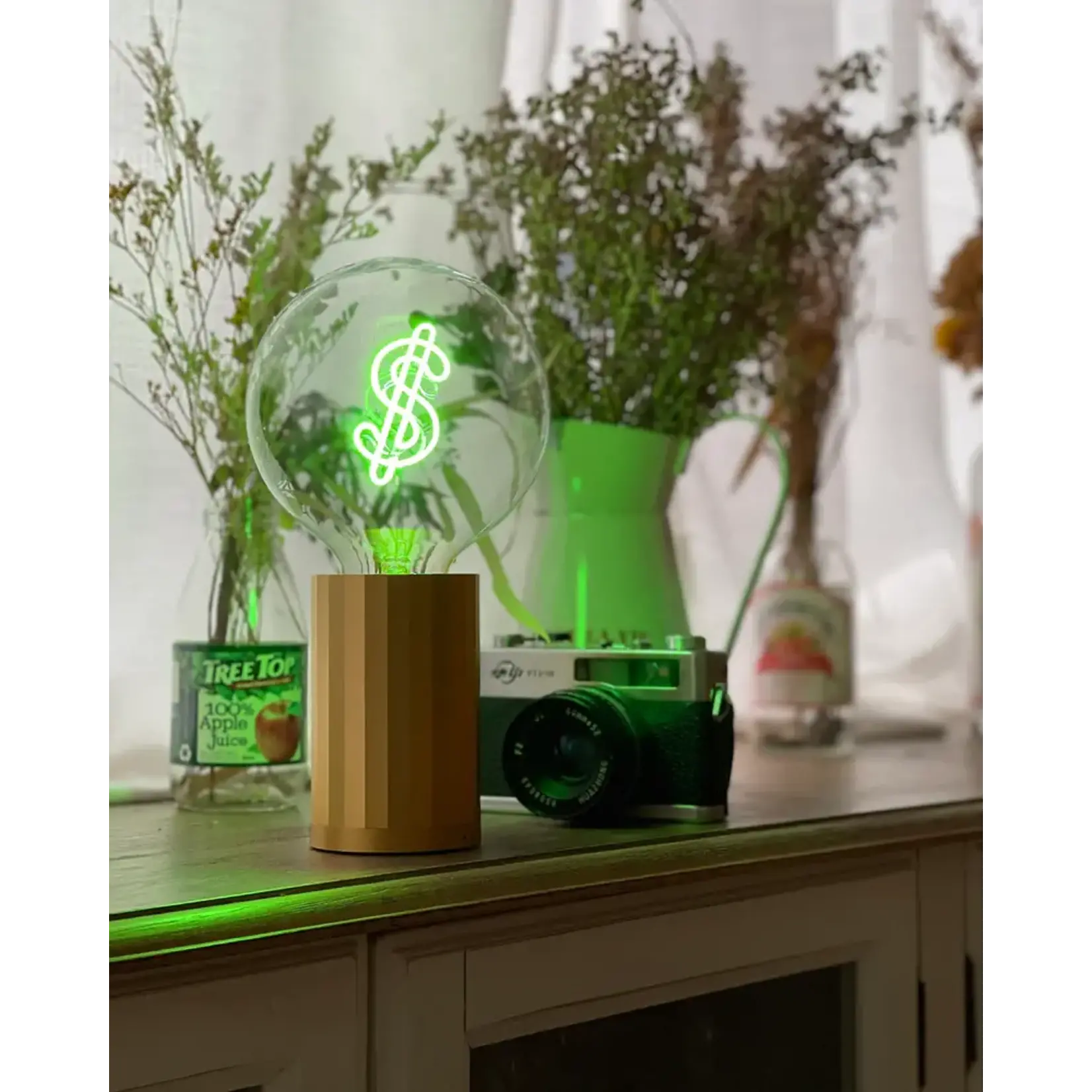 Message in the Bulb Bulb: Dollar $ - Green