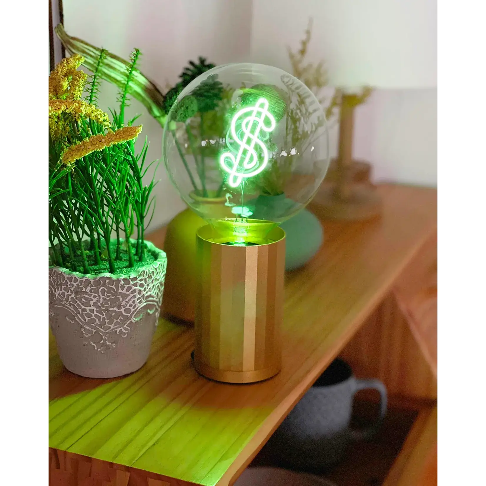 Message in the Bulb Bulb: Dollar $ - Green