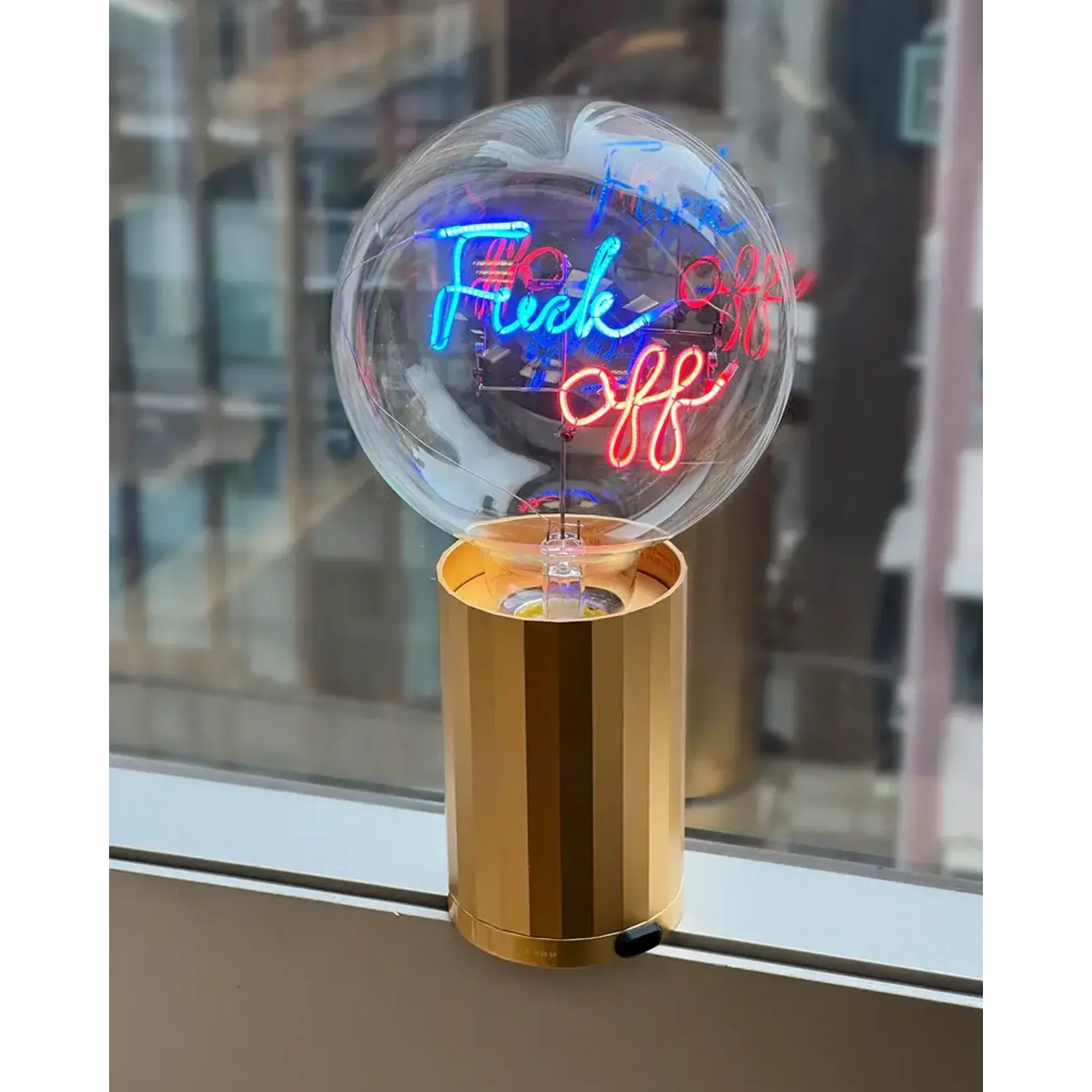 Message in the Bulb Bulb: Fuck Off - Blue/ Red