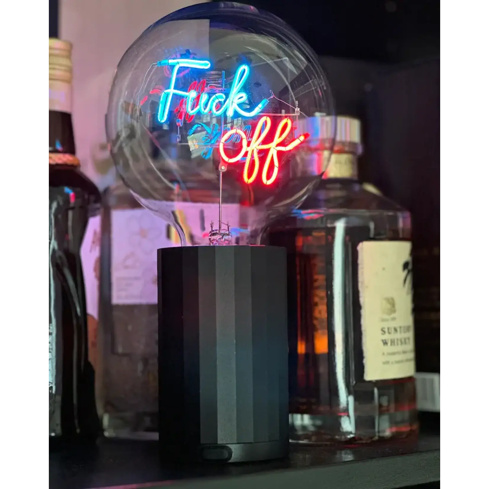 Message in the Bulb Bulb: Fuck Off - Blue/ Red
