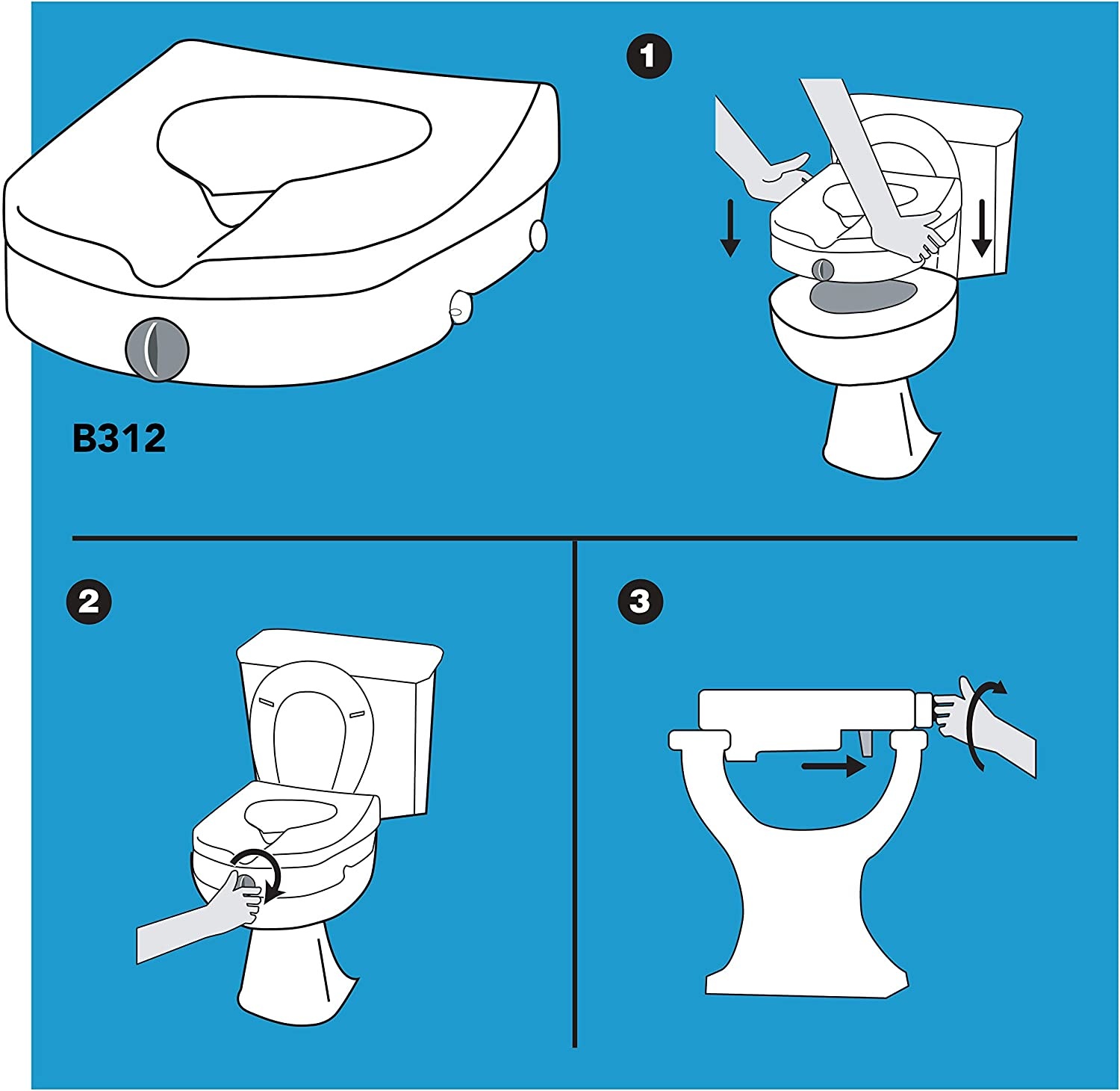 Carex 5" EZ Lock Raised Toilet Seat