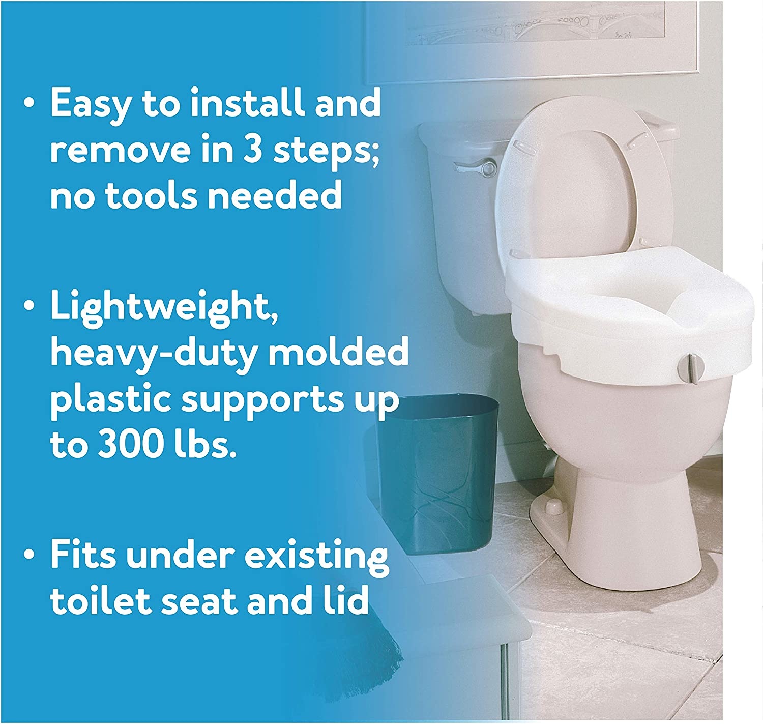 Carex 5" EZ Lock Raised Toilet Seat