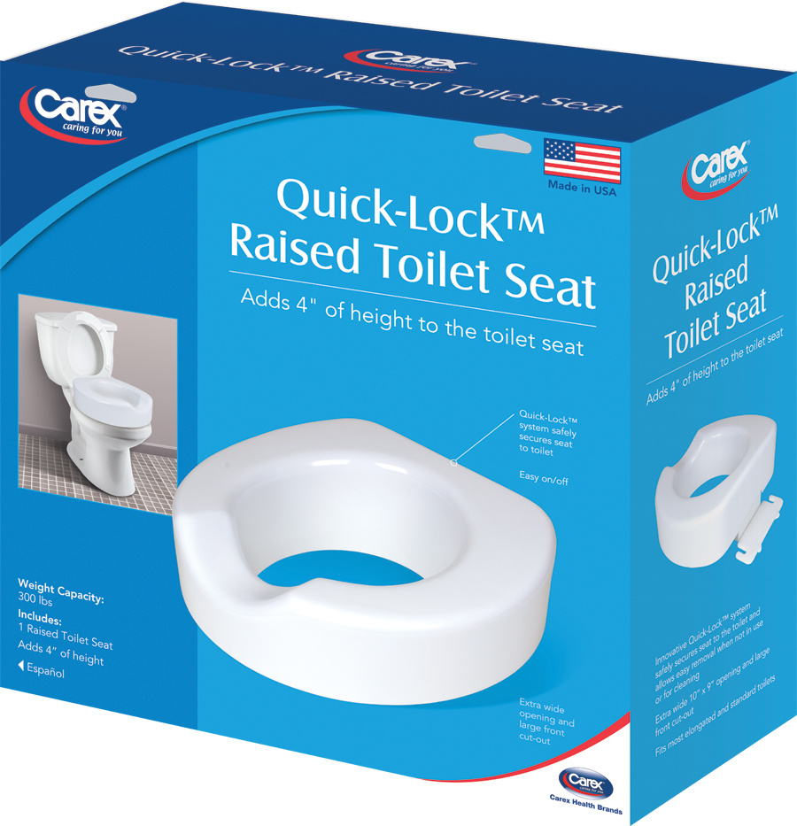 CRX-Carex Carex 4" Quick Lock Raised Toilet Seat (fits most elongated & standard bowls)