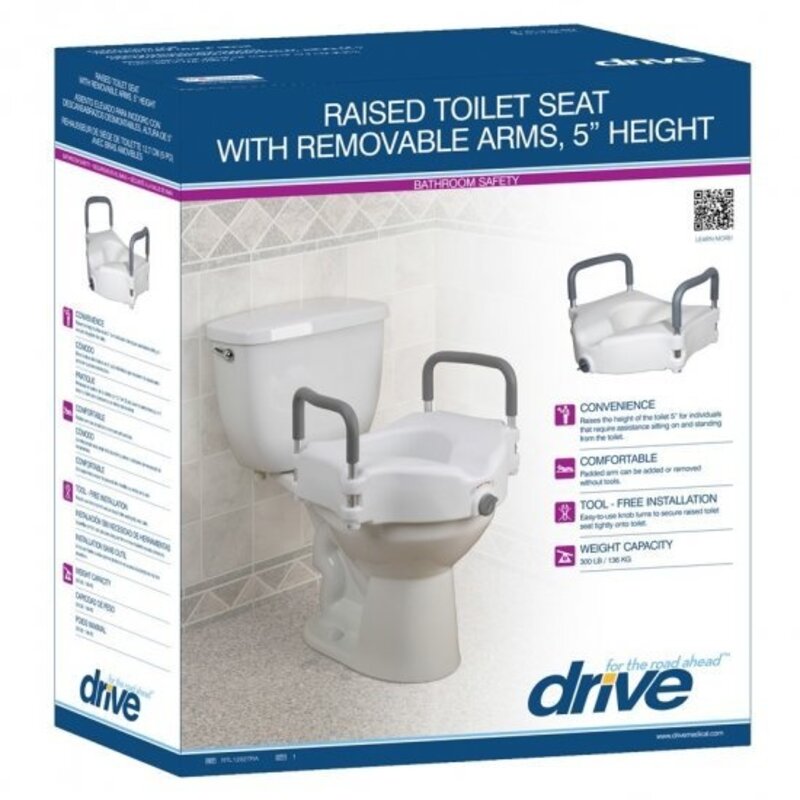 DRV-Drive Medical Drive Raised Toilet Seat w/Removable Arms 5"