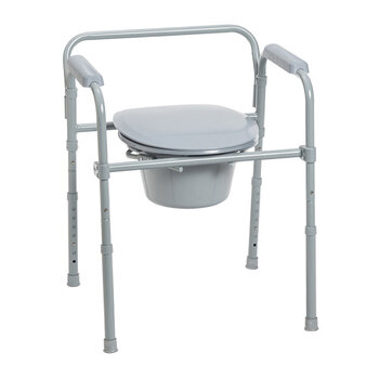 Drive Medical Drive Folding Steel Stationary Commode 350lbs