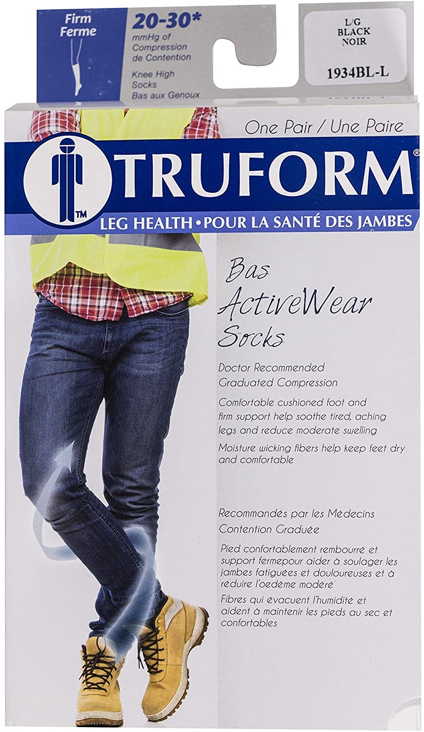 TF-Truform Active Wear Moisture Wicking Compression Sock 20-30mmHg