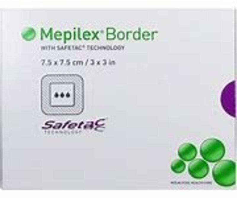 MOL-Molnlycke Mepilex Border Adherent Soft Silicone Dressings 7.5x7.5cm 5bx