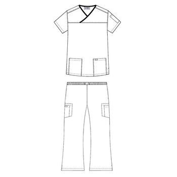 MOBB Unisex Criss-Cross Scrub Set Elastic Pant Waste 8 Pockets