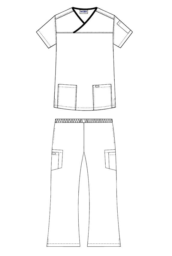 Unisex Criss-Cross Scrub Set Elastic Pant Waste 8 Pockets