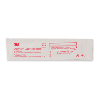 3M 3M™ SoluPrep 2% Chg, 70% Iso Alc Clear Solution Swabsticks Single