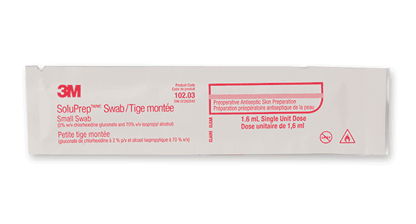 3M-3M 3M™ SoluPrep 2% Chg, 70% Iso Alc Clear Solution Swabsticks Single