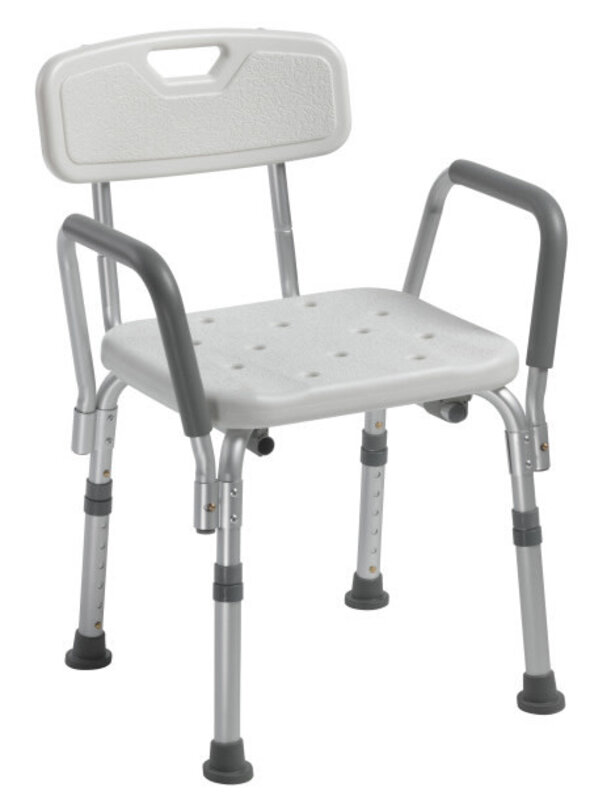 DRV-Drive Medical Drive Shower Chair w/Back and Removable Padded Arms 300lbs