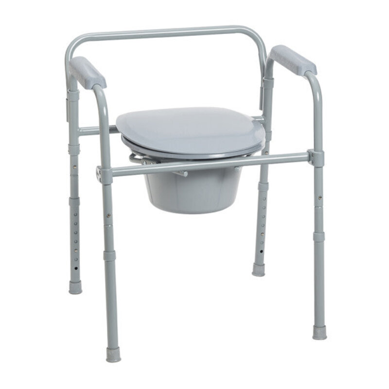 DRV-Drive Medical Drive Folding Steel Stationary Commode 350lbs