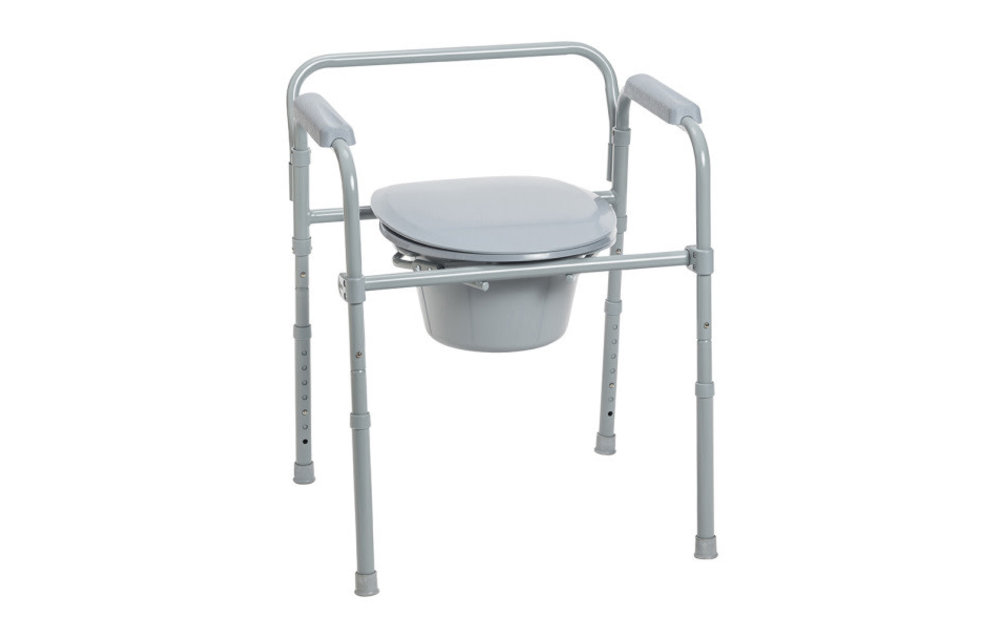 Drive Deluxe All-In-One Welded Steel Stationary Deep Seat Commode 350lbs