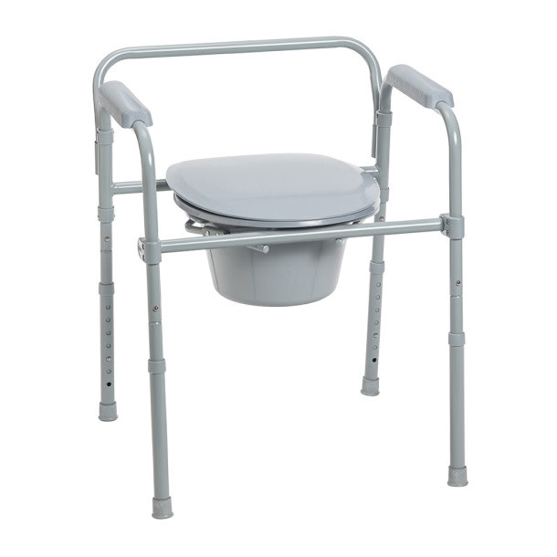 Drive Deluxe All-In-One Welded Steel Stationary Deep Seat Commode 350lbs