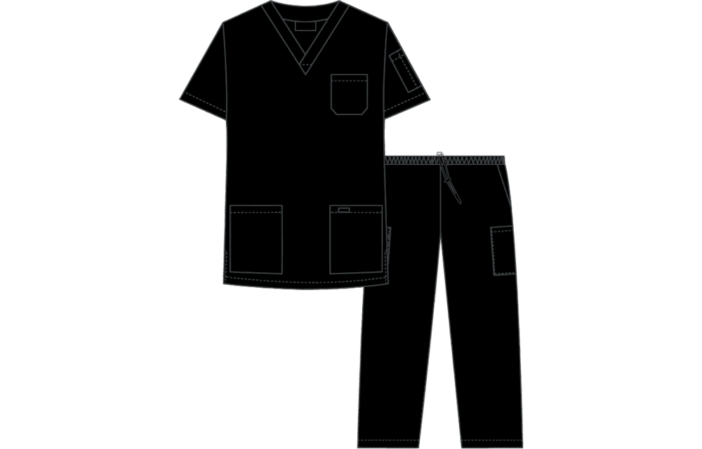 Unisex Criss-Cross Scrub Set Elastic Pant Waste 8 Pockets
