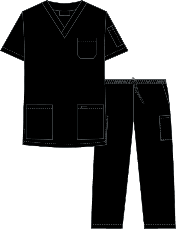 Unisex Criss-Cross Scrub Set Elastic Pant Waste 8 Pockets